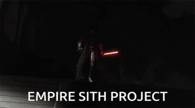 A Poster For The Empire Sith Project Shows A Group Of People Holding Red Lightsabers GIF
