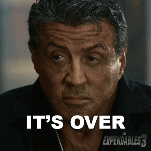 A Poster For The Expendables 3 Shows A Man 'S Face And Says It 'S Over GIF