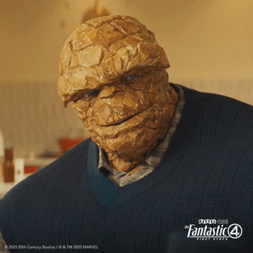 A Poster For The Fantastic 4 First Steps Shows The Thing GIF