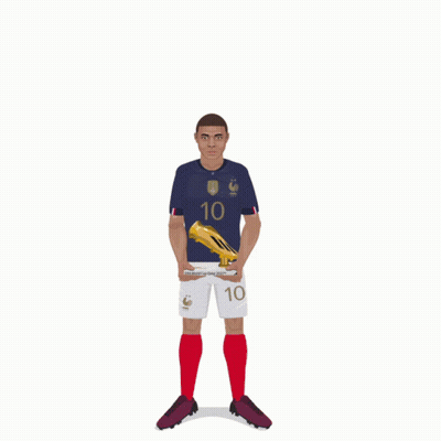 A Poster For The Fifa World Cup Qatar 2022 Shows A Soccer Player Holding A Golden Boot GIF