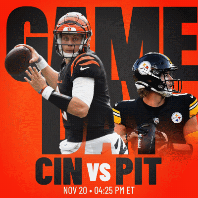 A Poster For The Game Between The Cincinnati Bengals And The Pittsburgh Steelers GIF