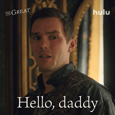 A Poster For The Great Shows A Man And Says " Hello Daddy " GIF