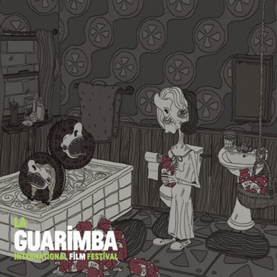 A Poster For The Guarimba International Film Festival Shows A Woman In A Bathtub GIF