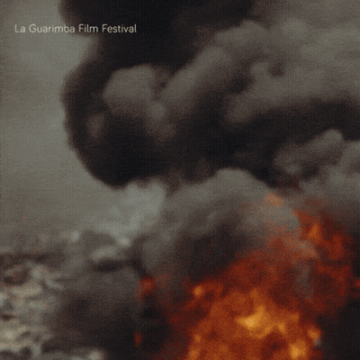 A Poster For The La Guarimba Film Festival Features A Large Fire GIF