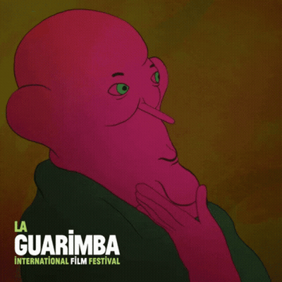 A Poster For The La Guarimba International Film Festival With A Cartoon Character GIF