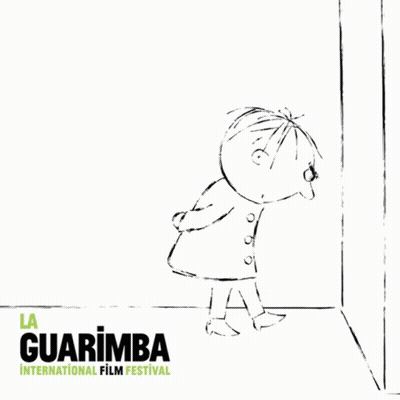 A Poster For The La Guarimba International Film Festival With A Drawing Of A Child GIF