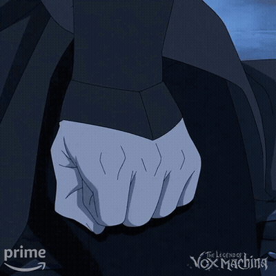 A Poster For The Legend Of Vox Machina Shows Two Hands GIF