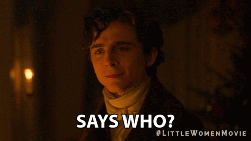 A Poster For The Little Women Movie Shows A Man In A Suit GIF