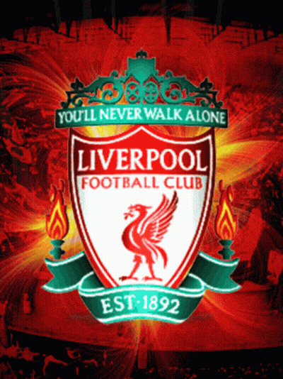A Poster For The Liverpool Football Club Shows A Shield With A Bird On It GIF
