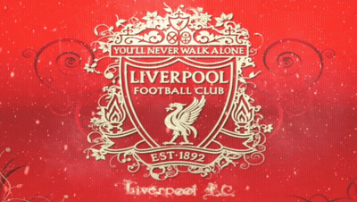 A Poster For The Liverpool Football Club With A Red Background GIF