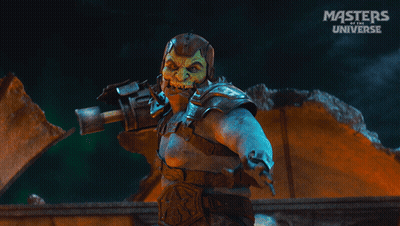 A Poster For The Masters Of The Universe Showing A Monster GIF