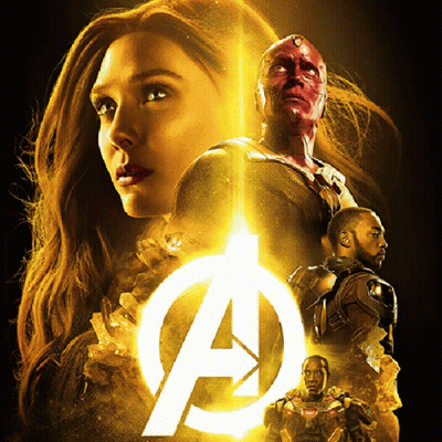 A Poster For The Movie Avengers Infinity War Features Scarlett Johansson Vision And Falcon GIF