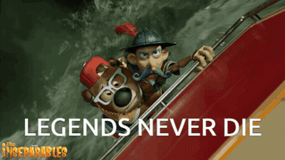 A Poster For The Movie Legends Never Die With A Cartoon Character GIF