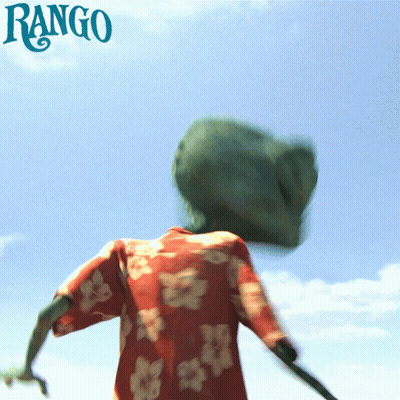 A Poster For The Movie Rango Shows A Cartoon Character GIF