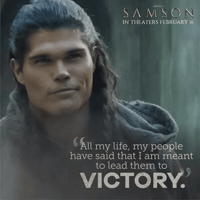 A Poster For The Movie Samson Shows A Man With Long Hair GIF