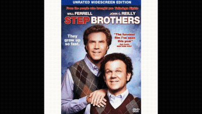 A Poster For The Movie Step Brothers Shows Two Men Standing Next To Each Other GIF