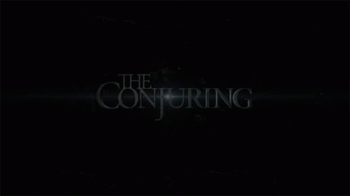 A Poster For The Movie The Conjuring With A Dark Background GIF