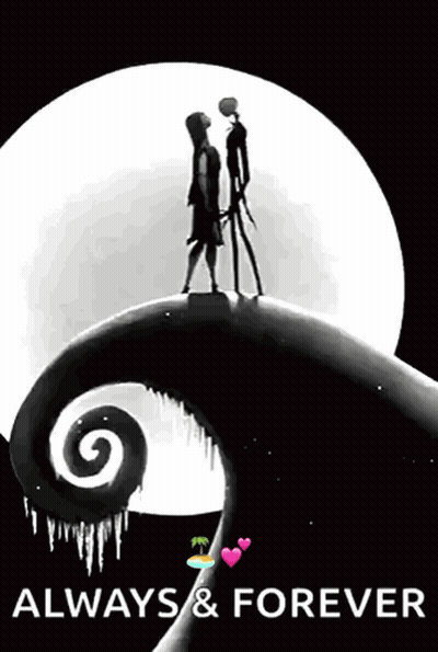 A Poster For The Nightmare Before Christmas With Jack And Sally GIF