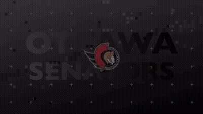 A Poster For The Ottawa Senators Shows A Logo On A Black Background GIF