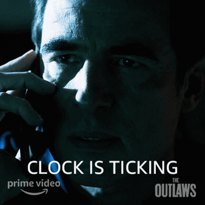 A Poster For The Outlaws Shows A Man Talking On The Phone GIF