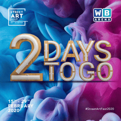A Poster For The Street Art Fest Shows A Blue And Purple Background GIF