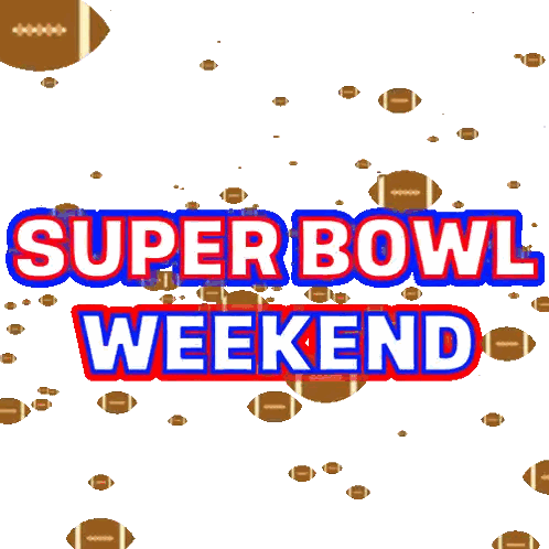 A Poster For The Super Bowl Weekend With A Football In The Middle Sticker