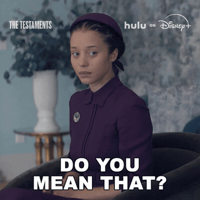A Poster For The Testaments Shows A Woman In A Purple Dress GIF