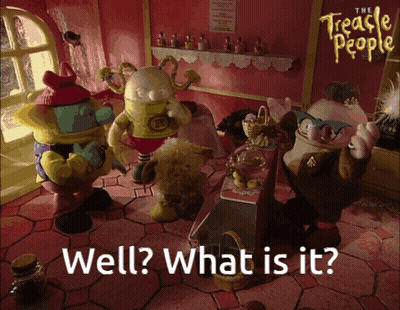 A Poster For The Treacle People Shows A Group Of Stuffed Animals In A Pink Room GIF