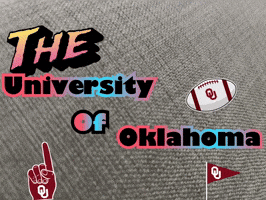 A Poster For The University Of Oklahoma With A Football And A Hand GIF