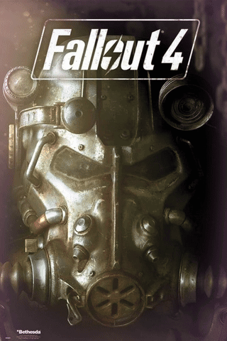 A Poster For The Video Game Fallout 4 Shows A Helmet GIF