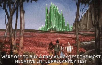 A Poster For The Wizard Of Oz Shows A Green Castle In The Background GIF
