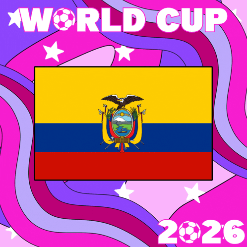 A Poster For The World Cup 2026 With A Flag In The Center GIF