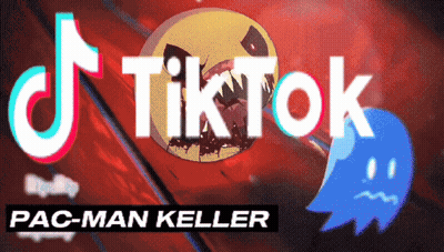 A Poster For Tiktok Pac-Man Keller With A Ghost GIF