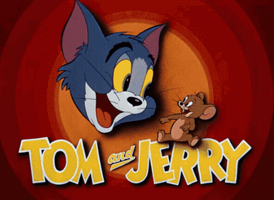 A Poster For Tom And Jerry With A Cat And Mouse GIF