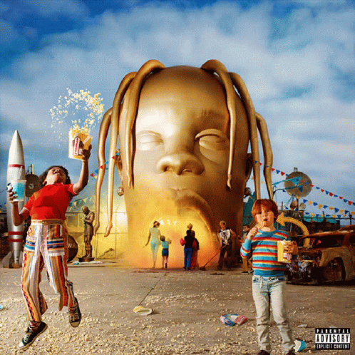 A Poster For Travis Scott 'S Astroworld Has A Parental Advisory Label GIF