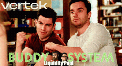 A Poster For Vertek Buddy System With Two Men GIF