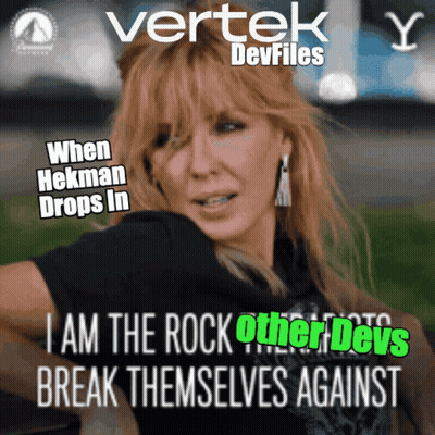 A Poster For Vertek Devfiles Shows A Woman GIF