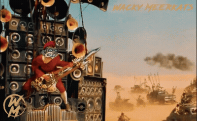 A Poster For Wacky Meerkats Shows A Man Holding A Guitar GIF