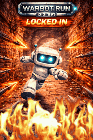 A Poster For Warbot Run Shows A Robot Locked In A Fire GIF