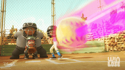 A Poster For Win Lose Shows A Baseball Player And Umpire GIF