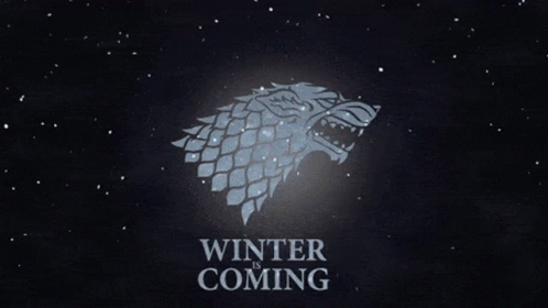A Poster For Winter Is Coming With A Wolf On It GIF