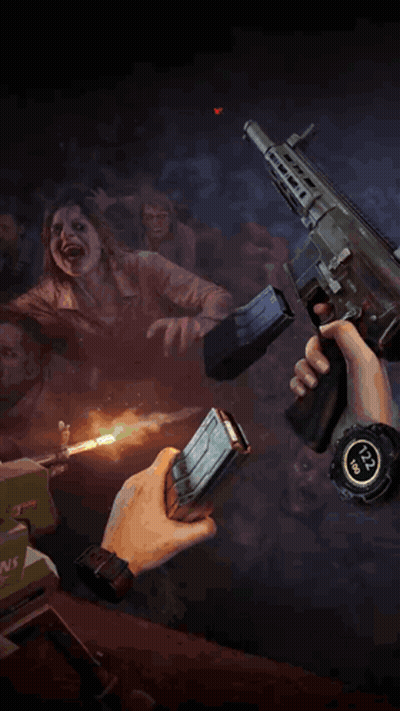 A Poster For World War Z Vr Shows A Person Holding A Gun GIF