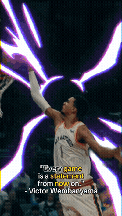 A Poster Of A Basketball Player With A Quote By Victor Wembenyama GIF