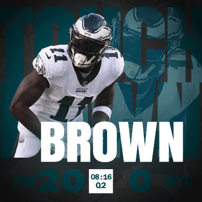 A Poster Of A Football Player With The Name Brown GIF