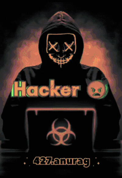 A Poster Of A Hacker With A Biohazard Symbol On A Laptop GIF