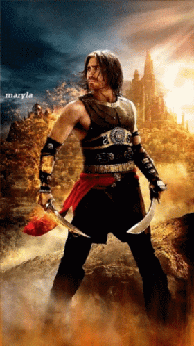 A Poster Of A Man Holding A Sword With The Word Maryla On The Bottom Right GIF