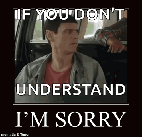 A Poster Of A Man Sitting In A Car With The Caption If You Don 'T Understand I 'M Sorry . GIF