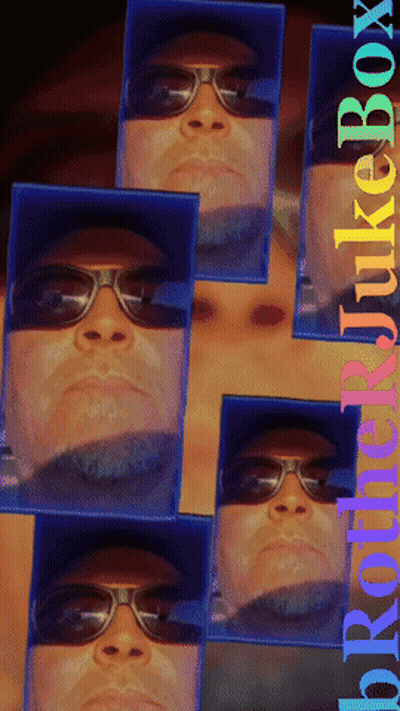 A Poster Of A Man Wearing Sunglasses With The Words Brother Jukebox On The Bottom GIF