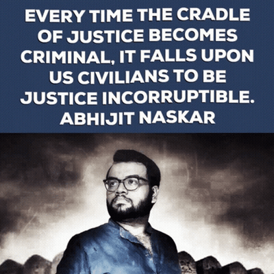 A Poster Of A Man With Glasses And A Quote About Justice GIF