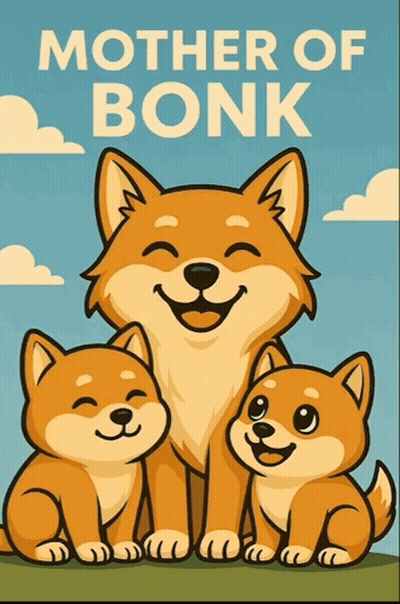 A Poster Of A Mother Of Bonk With Two Puppies GIF